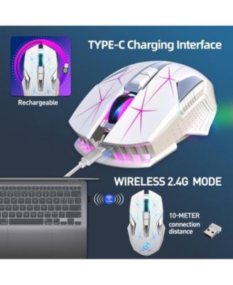 2.4G Wireless Rechargeable Gaming Mouse, 3 Adjustable DPI (1000/1600/2400), RGB Backlit, Ergonomic Design for PC, Laptop, Gamers & Office