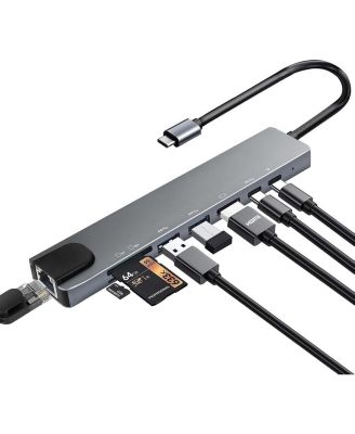 8 in 1 USBC Dongle with 4K HDMI, RJ45 Ethernet, 100W PD Charging, USB 3.0, SD/TF Card Reader,for MacBook Pro/Air, and Other Type C Devices