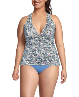 Plus Size V-Neck Plunge X Back Tankini Top