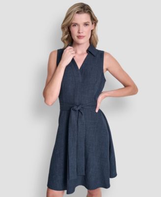 Women's Sleeveless Button-Front Shirt Dress