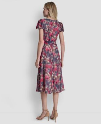 Women's Flutter Short-Sleeve Midi Dress