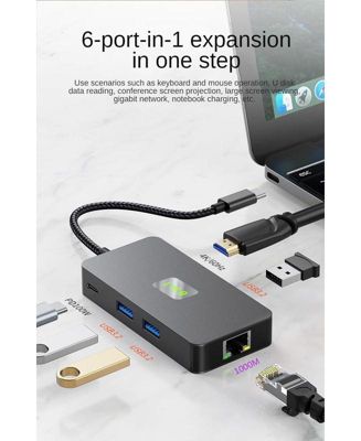 USB-C Hub Docking Station, 6-in-1, USB 3.2 Gen2 10Gbps, 4K60HZ HDMI,Applicable to Computers, laptops, and Tablets