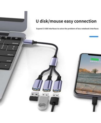 3-Port USB 2.0 Splitter Hub, 1-to-3 Expansion Cable, Braided Durable Data,for Home/Office, Ideal for Remote Workers