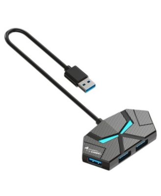 4-Port USB 3.0 Hub with 5Gbps Transfer, LED Light & Portable Design - Multiport Adapter for Laptop/Desktop