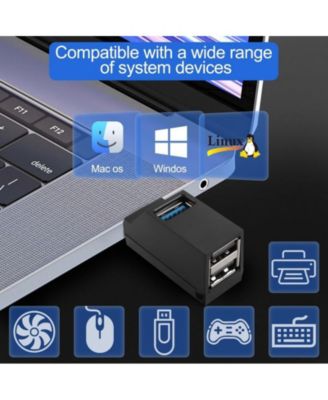 3 Ports USB 3.0 Hub 90 Degree Splitter, Hi-Speed 5Gbps Data Transfer USB Expander, Plug & Play for Laptop/PC/Mac