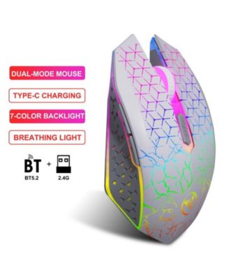 Dual-Mode Wireless Gaming Mouse: 2.4G + BT5.2, 7-Color RGB Glow, Silent & 3-Speed DPI, for Gaming/Office