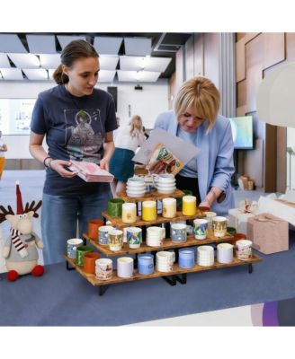 4-Tier Wood Display Rack for Small Items - Durable, Portable, Easy Assembly