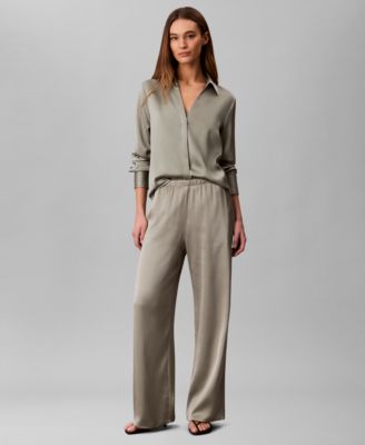 Women's Hammered Fitted Collared Shirt