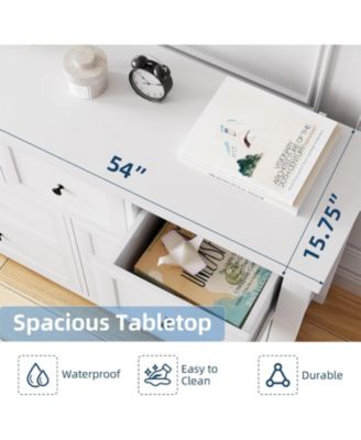 White 7 Drawer Dresser for Bedroom – 54" Wide Modern Wooden Chest with Deep Drawers, Metal Knobs, for Hallway, Entryway