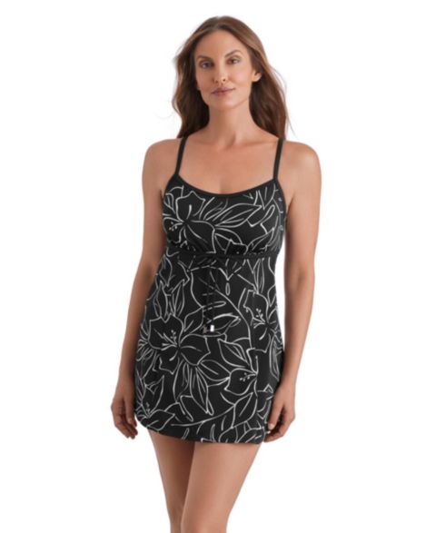 Женские платья ShapeSolver Women's Scoop Neck Printed Swim Dress