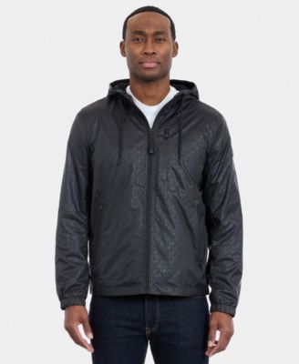 Men's Printed Logo Hooded Windbreaker Jacket