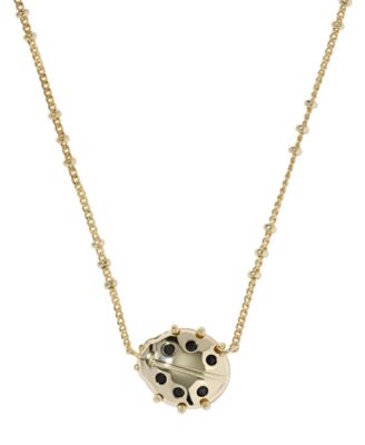 14k Gold Over Brass Lady Bug Short Pendant Necklace