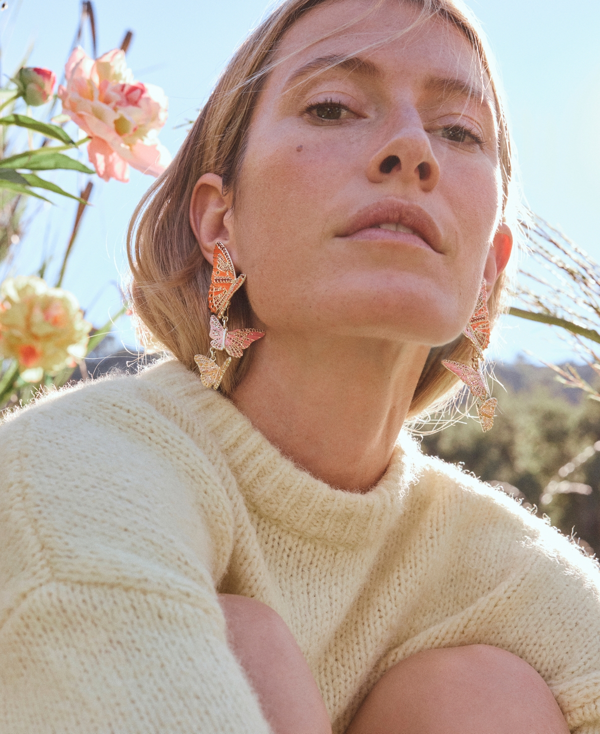 Kendra Scott Nano Gem and 14k Gold Over Brass Cailey Enamel Butterfly Statement Earrings