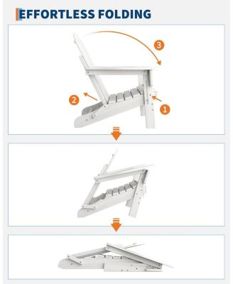 Folding Adirondack Chair, HDPE Outdoor All-Weather Fire Pit Chairs, Outdoor Wooden Lounge Chair