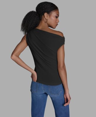 Women's Sleeveless Ruched Boat Neck Top