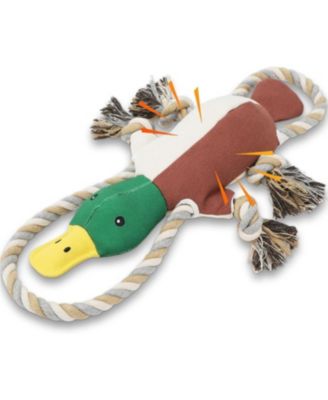 Durable Duck Dog Toy for Aggressive Chewers, Interactive Plush with Squeaker & Crinkle Sound for Tug-of-War and Play