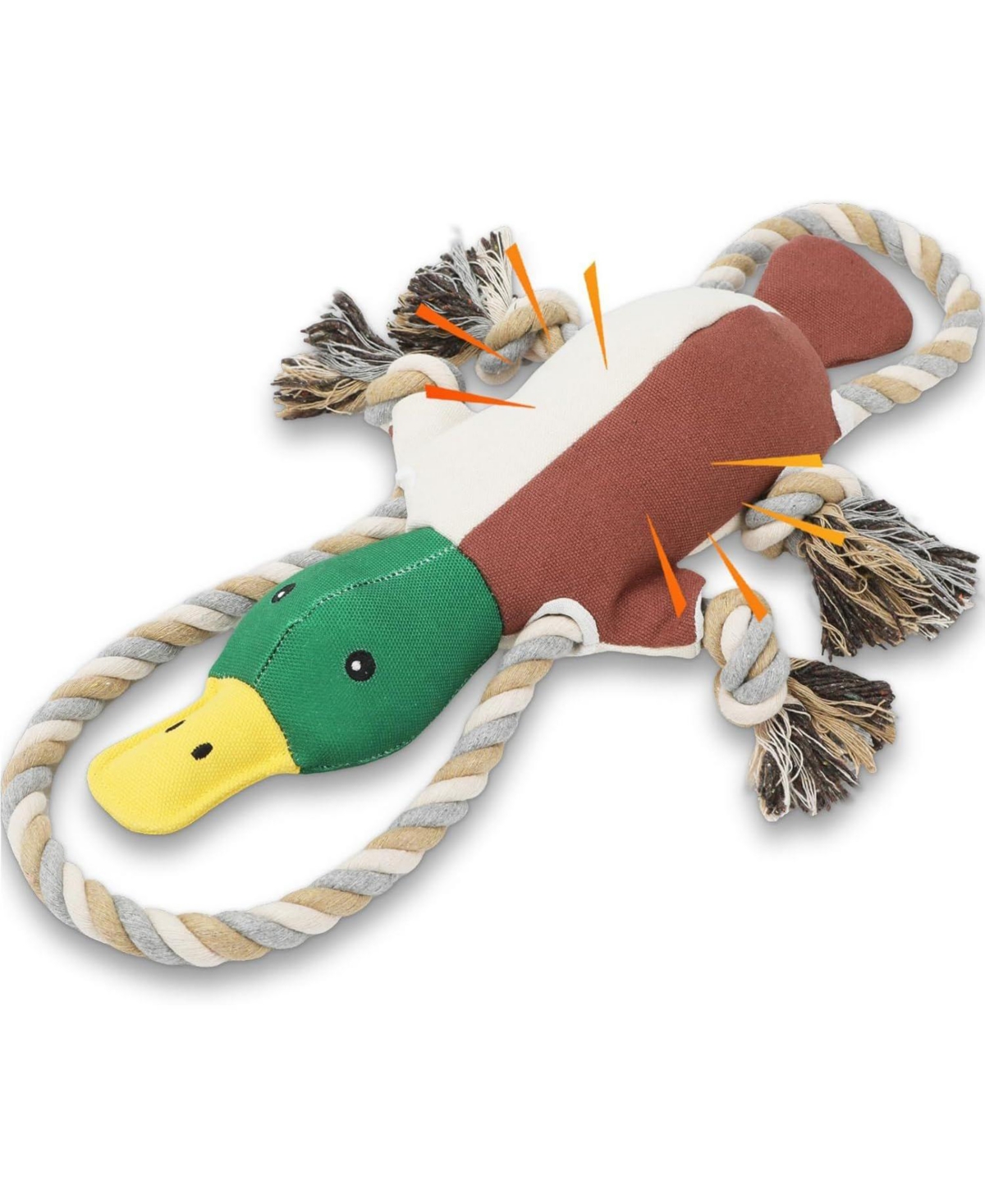Aostirmotor Durable Duck Dog Toy for Aggressive Chewers, Interactive Plush with Squeaker & Crinkle Sound for Tug-of-War and Play