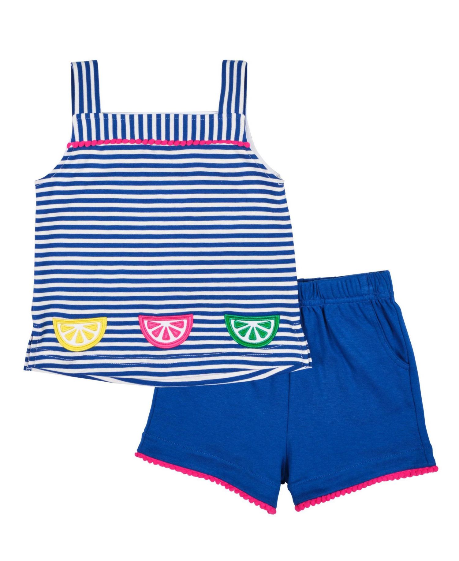 Little Girls Stripe Knit Short Set With Fruit Slices