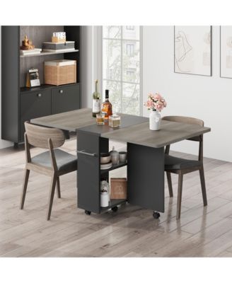 Kitchen Table Movable Space Saving Foldable Kitchen Table for Dining Room, Home Office, Living Room