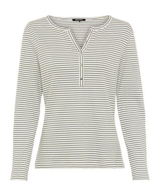 Women's Stripe Rib Knit Henley T-Shirt
