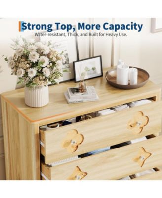 5 Drawer Tall Dresser for Bedroom, 45'' Boho Chest of Drawers, Wooden Chest with Clothes Storage Cabinet, Decorative Drawer Front Organizer