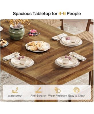 Dining Table for 4 to 6, Rectangular Kitchen Dinner Table, Wooden Eating Table