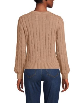 Women's Drifter Classic Cable Crew Neck Cardigan Sweater