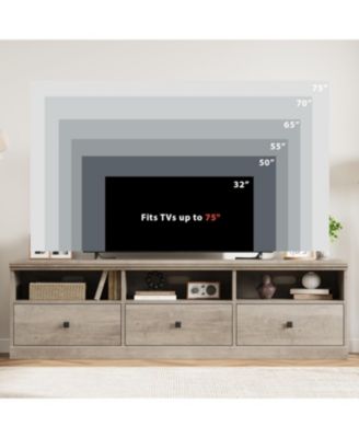 70" TV Stand for 80" TVs, Mid-Century Entertainment Center with Drawer and Open Shelves