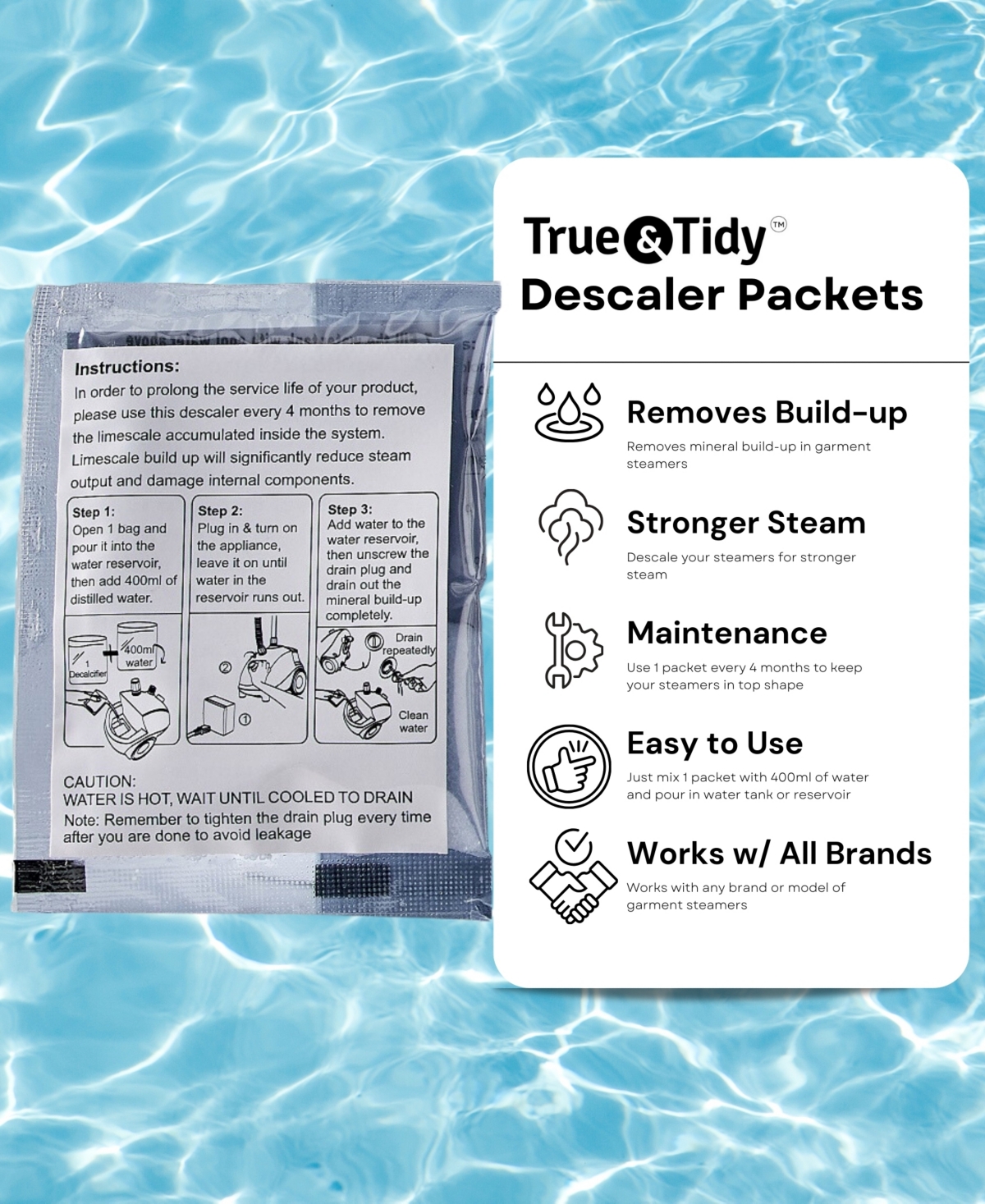 Salav Upright Garment Steamer Descaling Packets, Pack of 10