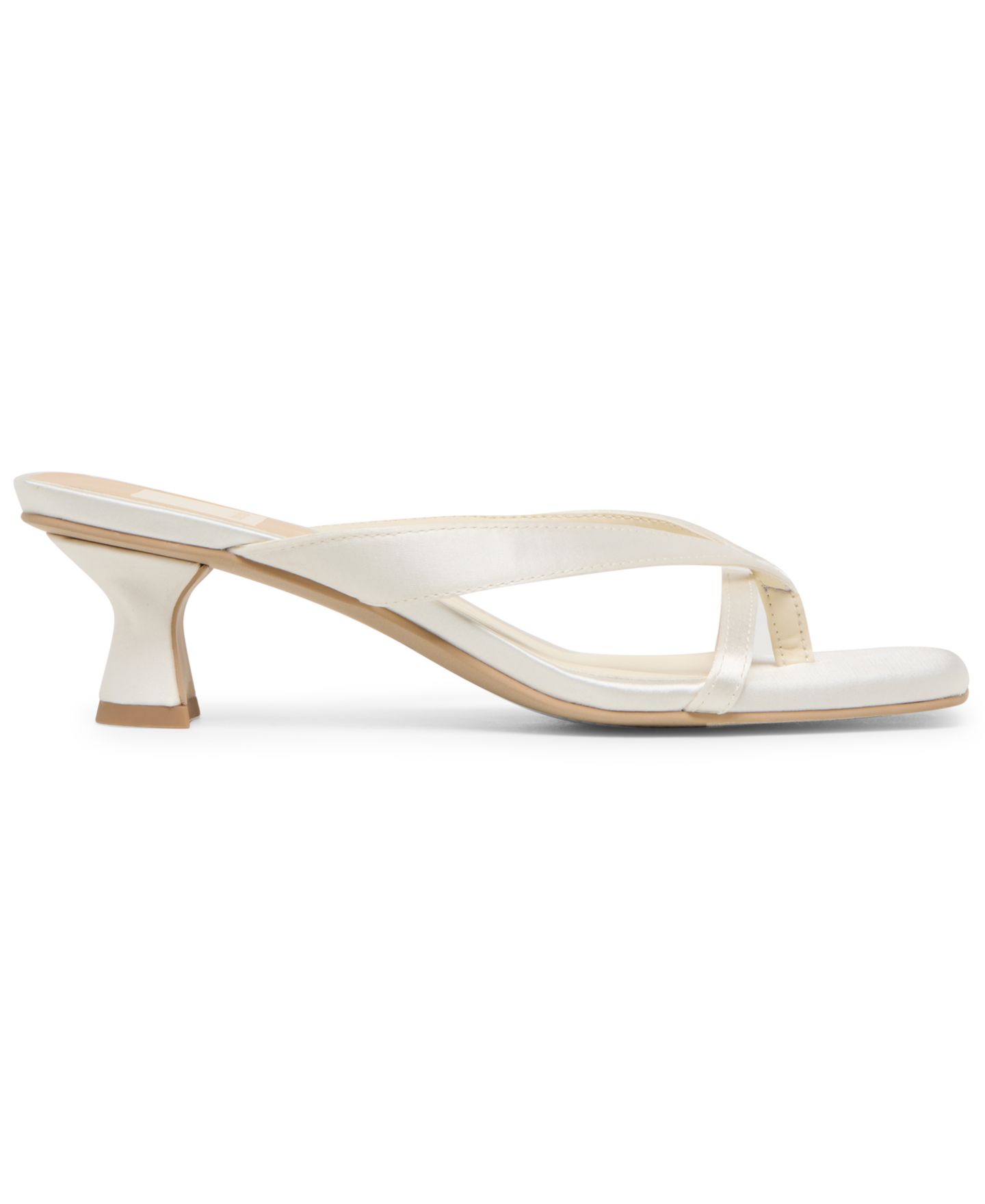 Женские сандалии Dolce Vita Brevel Thong Low Block Heel Dress Sandals, цвет: Насыщенный белый атласный — фото 2