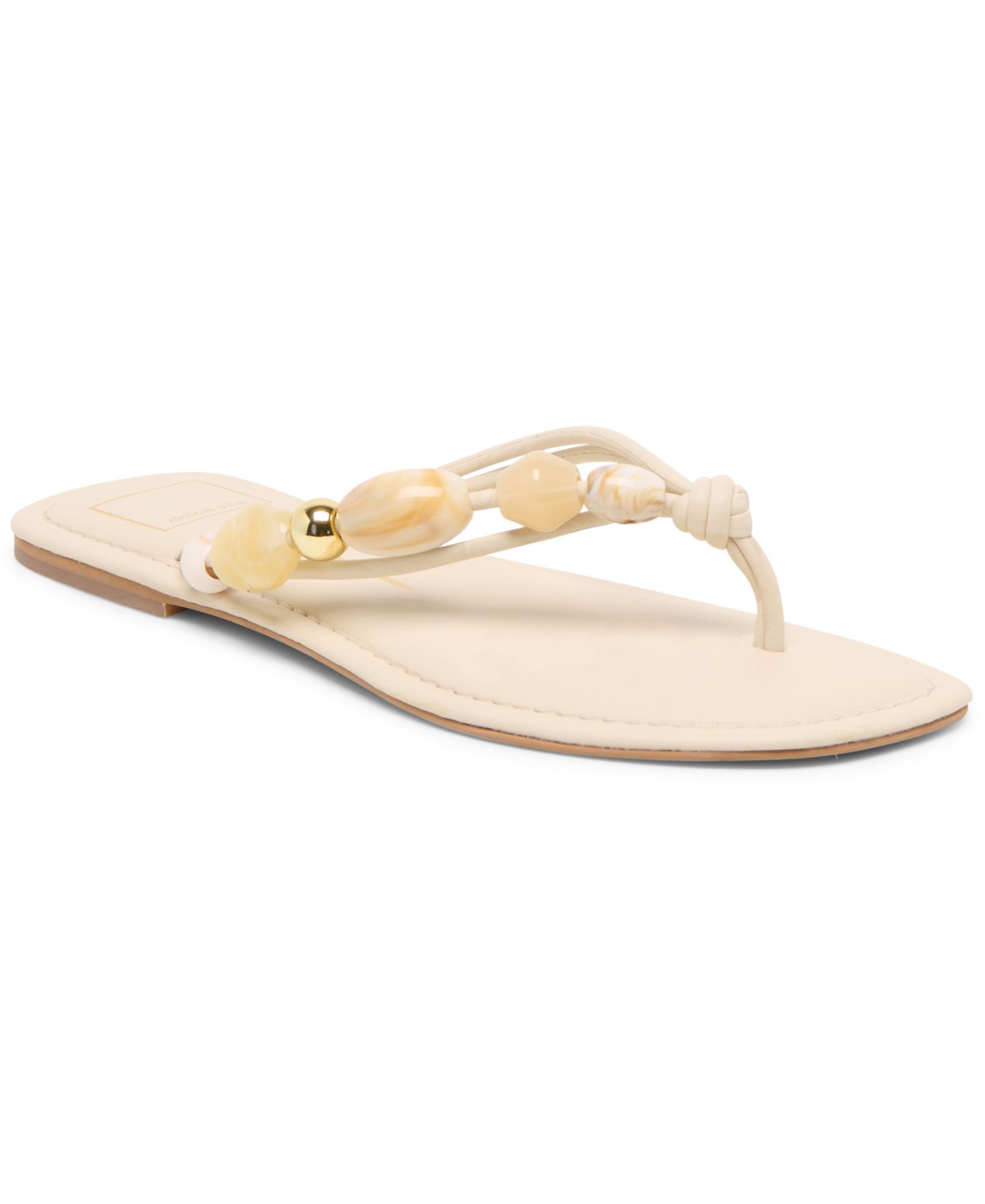Женские сандалии Dolce Vita Cely Embellished Thong Flip-Flop, цвет: Слоновая кость кожаный — фото 1