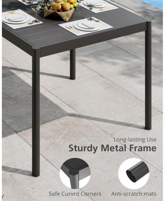 Aluminum Outdoor Metal Table for 2-4 Person,35" x 36" Rectangle Patio Dining Tables with Rectangular Non-Slip Stripe for Outiside Backyards