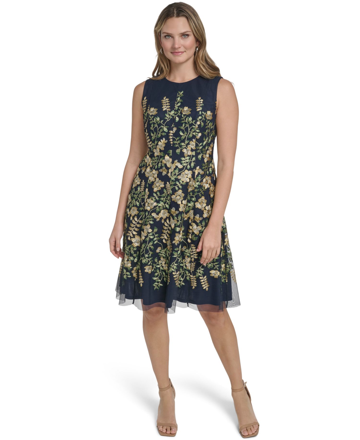 Women's Sleeveless Waist Tie Midi Dress