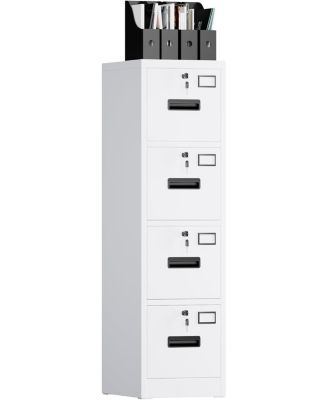 Heavy Duty Steel File Cabinet with 4 Lockable Drawers – Vertical Organizer for A4/Letter/Legal Documents – Independent Locks