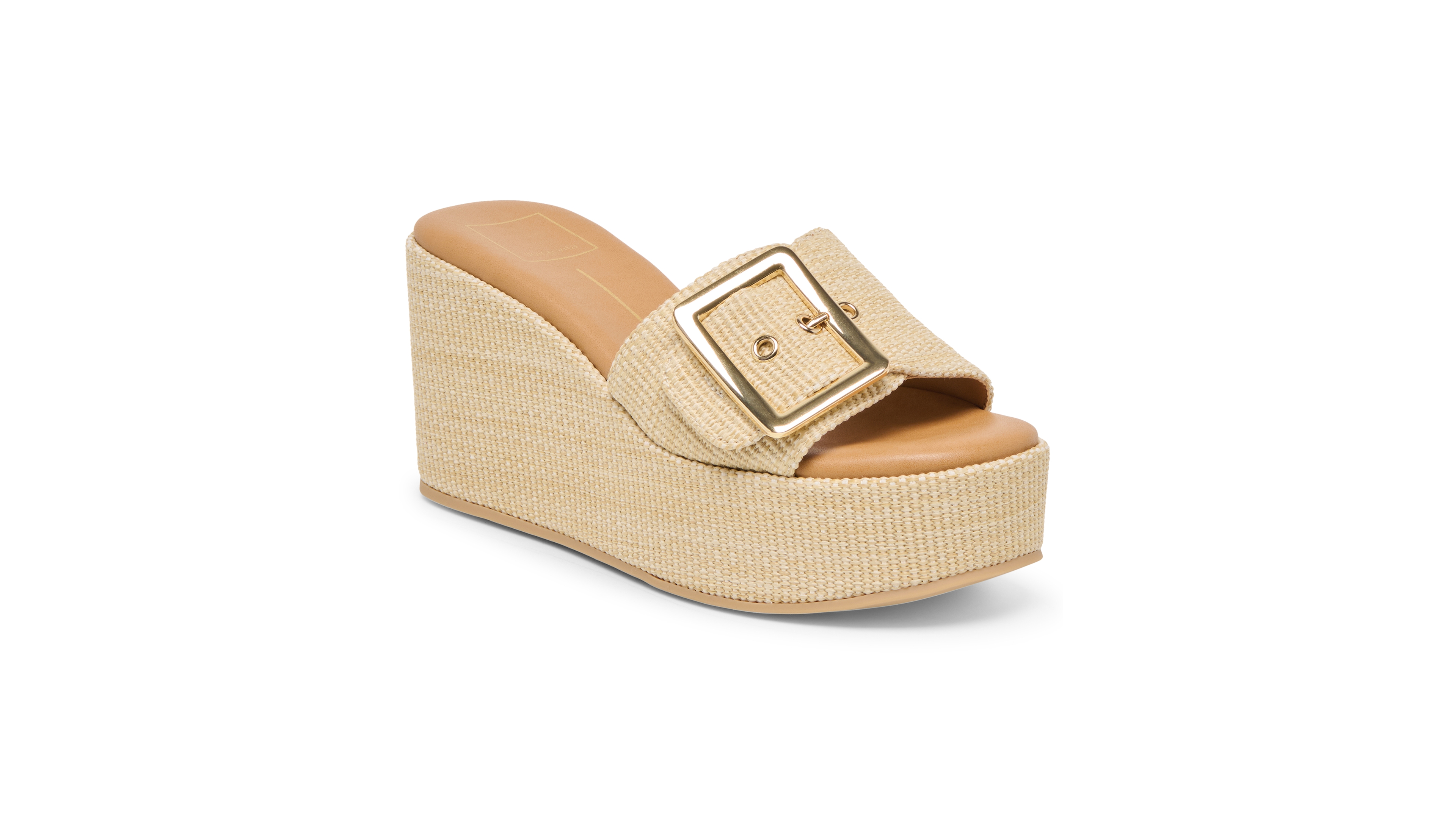 Dolce Vita Women's Jilian Raffia Buckle Platform Slide Wedge Sandals