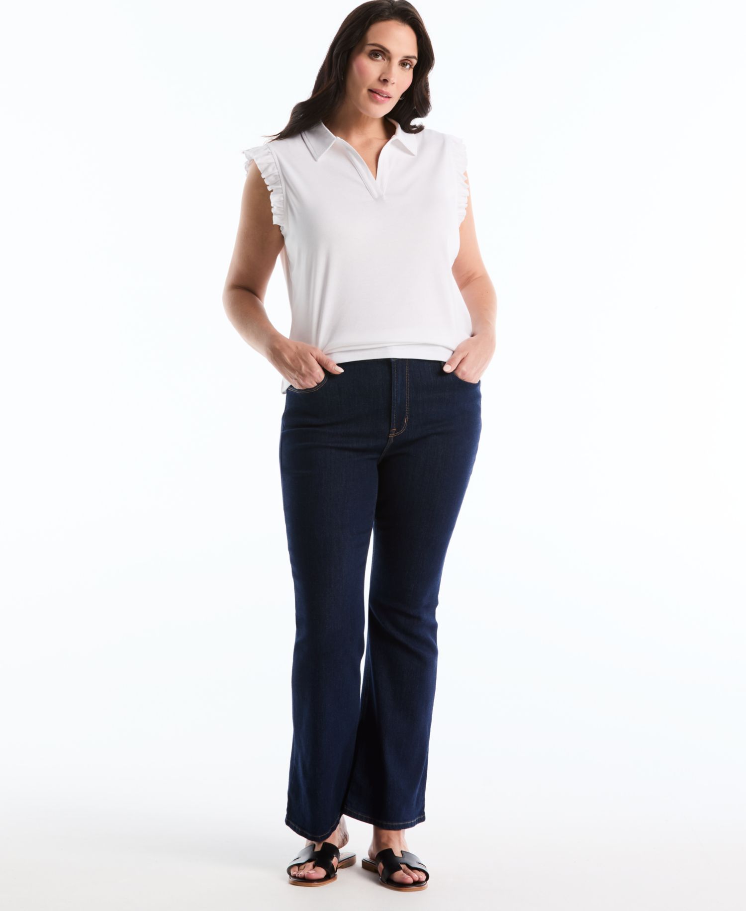 Petite Ruffle Sleeveless Polo Shirt