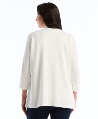 Plus Size Ottoman Open Front Knit Cardigan Sweater