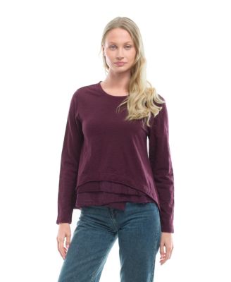 Women's Boxy Mixed Fabric Hem Tee