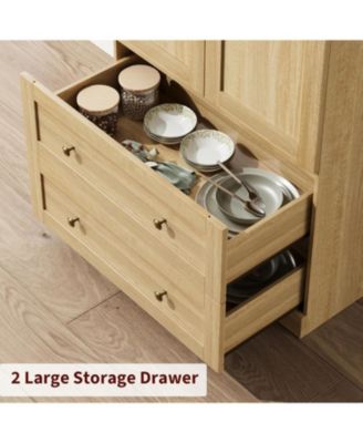 72" Tall Dome Bookcase with Drawers, 4-Tier Wooden Bookshelf Storage Cabinet with Door, Farmhouse Arched Cabinet with Storage