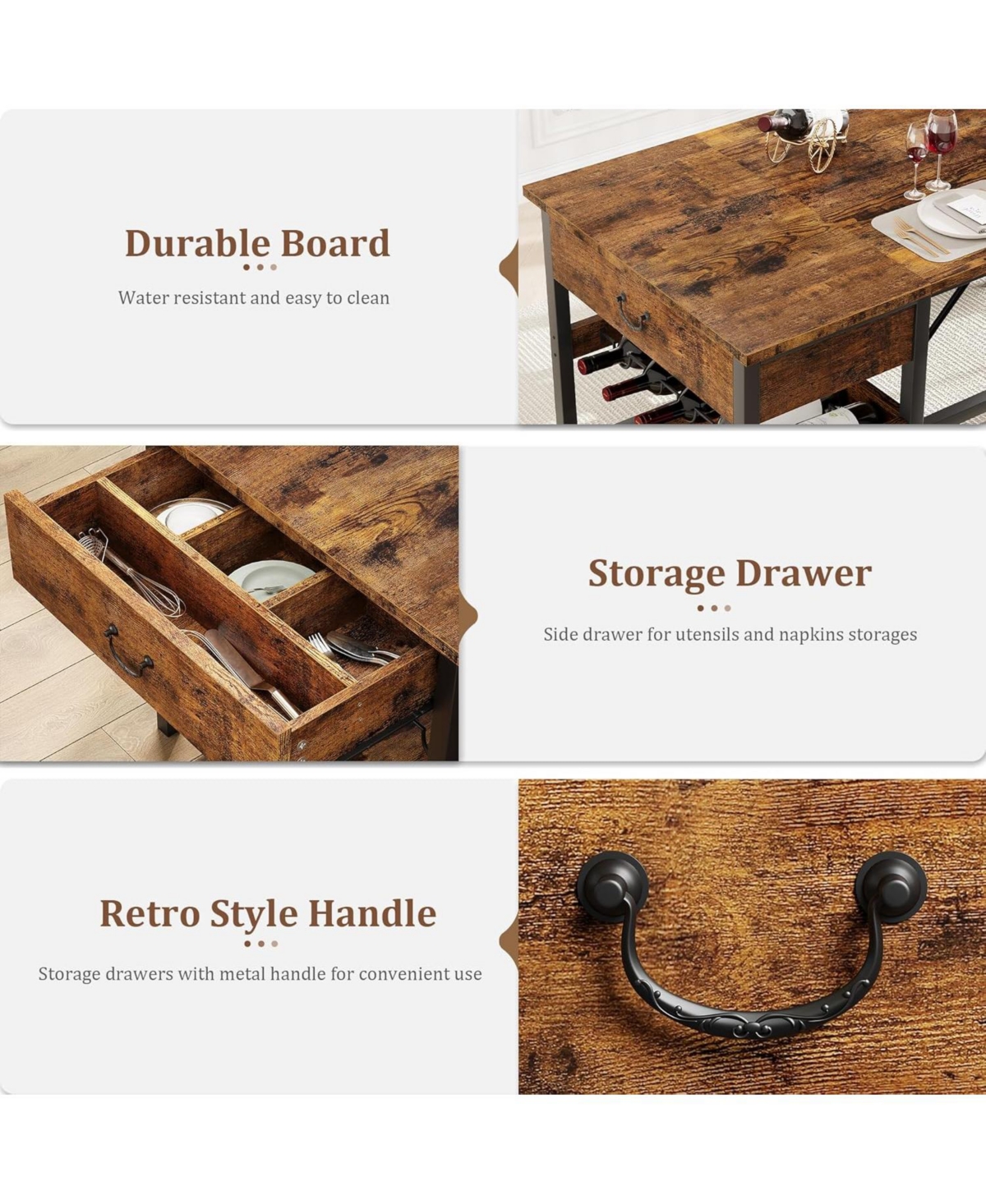 gaomon Dining Table Set for 4, Kitchen with Upholstered Benches, Room Storage Drawers