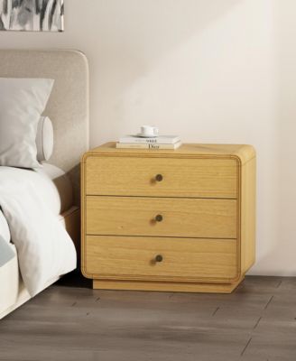 Liora 28" Rubberwood 3-Drawer Nightstand