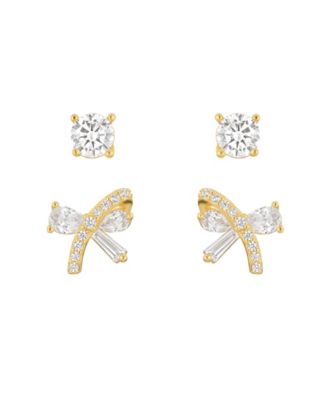 2-Pc. Cubic Zirconia Bow 14k Gold Over Sterling Silver Stud Earring Set