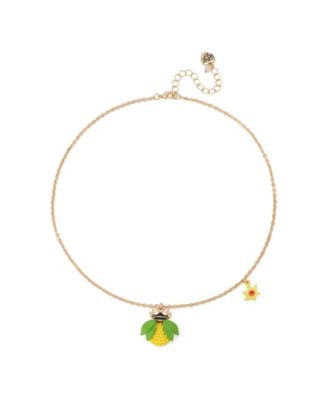 Faux Stone Hothouse Bloom Bee Pendant Necklace