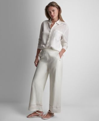 Petite Long-Sleeve Button Front Shirt