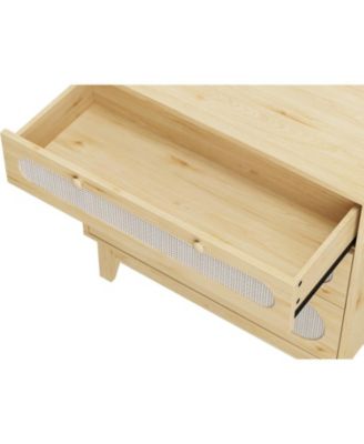 Rattan Drawer Dresser, 3 Wood Drawers Storage Cabinet Dresser for Bedroom, Living Room,Hallway,Bedside,Dining Room,Corridor,Bathroom