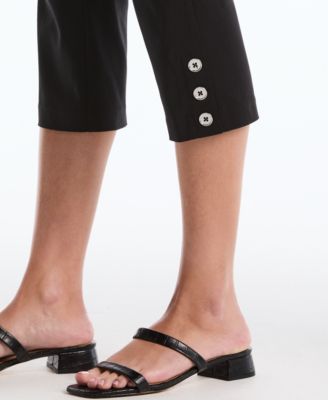 Petite Button Detail Capri Pants