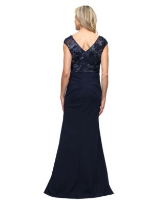 Women's Boat Neck Crepe Ball Gown