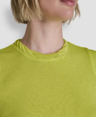 Women's Printed Tissue Knit Sleeveless Crew Neck Top