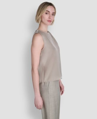 Women's Woven Sleeveless Crew Neck Top