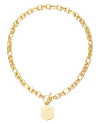 Gold Monogram Initial Chunky Toggle Necklace